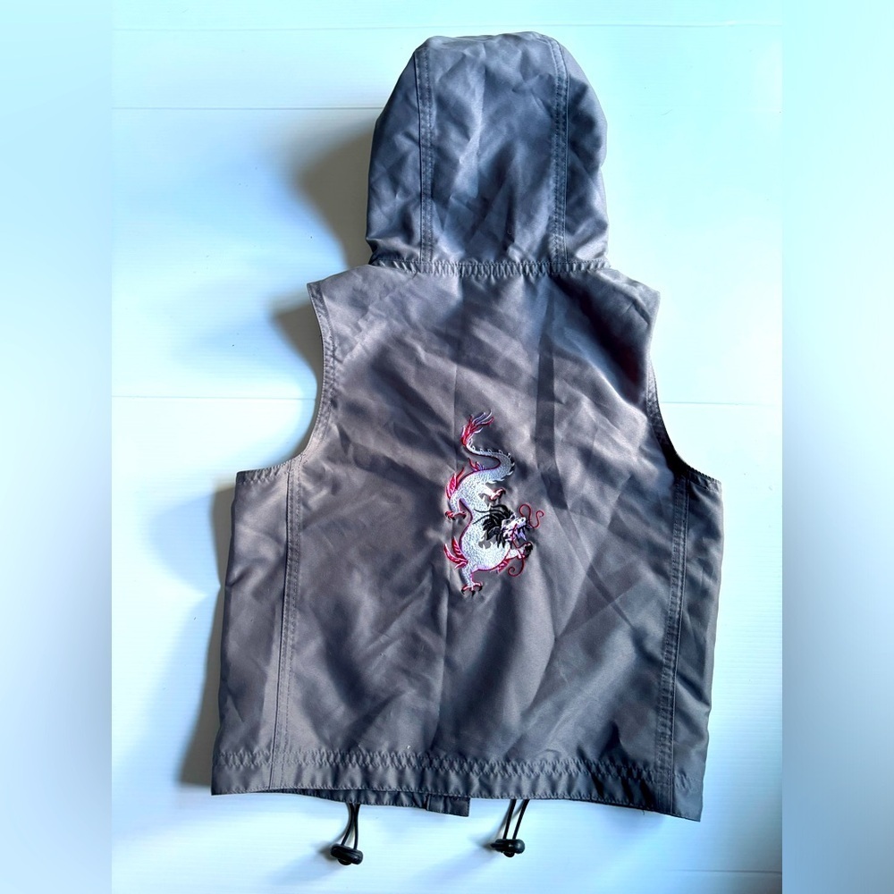 Girls Hooded Vest Y2K Dragon